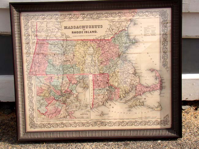 An original antique map of Massachusetts and Rhode Island with inset map of Boston published in 1856 — image 2